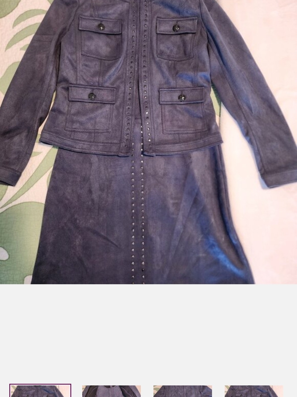 WHBM Women's Suede Dress Set Jacket  in Slate Blue